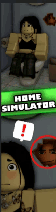 a screenshot of a game called hame simulator shows a girl sitting on a toilet