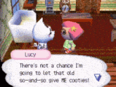 lucy is talking to a cat in a video game