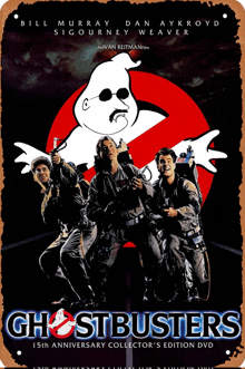 a movie poster for ghostbusters 15th anniversary edition dvd