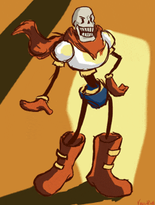 a drawing of a skeleton wearing a scarf and boots