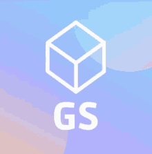 a blue background with a white cube and the word gs below it