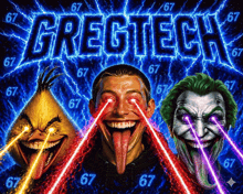 a poster that says gregtech with a joker and a chicken