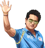 an illustration of a man wearing sunglasses and a blue shirt with the word indian on it