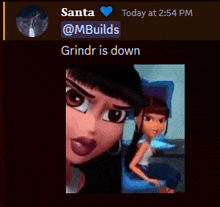 a picture of a girl with the words grindr is down on the bottom