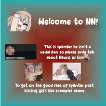 a welcome to nn page with a few pictures of anime characters