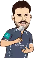 a cartoon of a man wearing a shirt that says simpolo ceramics on it