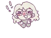 a pixel art drawing of a girl with glasses and a pink nose