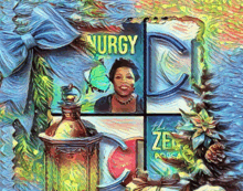 a painting of a woman with nurgy written on the top