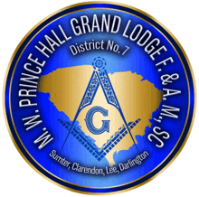 a logo for the prince hall grand lodge district no. 7 sumter clarendon lee darlington