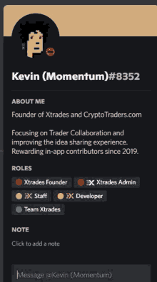 a screenshot of kevin momentum 's profile page