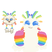 a drawing of a cloud with rainbow colored arms