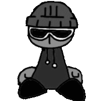 a cartoon character is wearing a hat and sunglasses .