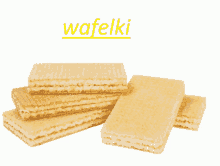 a stack of wafers with the word wafelki on top