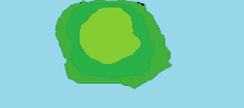 a drawing of a green circle against a blue sky