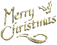 the word merry christmas is written in gold letters on a white background