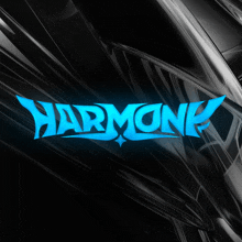 a blue harmonk logo on a dark background