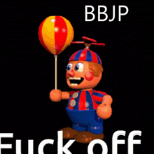 a cartoon character holding a balloon that says " bbjp "