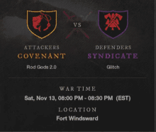 an advertisement for a game called attackers vs covenant