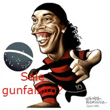 a cartoon of a soccer player giving a thumbs up while holding a soccer ball .