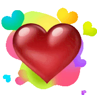 a red heart surrounded by rainbow colored hearts