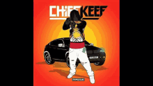 a cartoon of a man standing in front of a car with the name chief keef