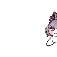 a cartoon drawing of a cat with purple hair and a crown on its head