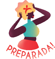 an illustration of a woman with the word preparada in red