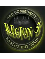 a logo for gab community region 5 has a crown on it