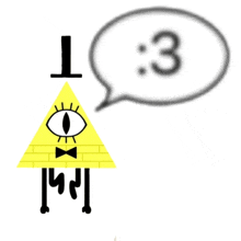 a drawing of bill cipher with an eye and a bow tie