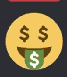 a smiley face with a dollar sign sticking out of it