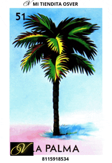 a picture of a palm tree with the number 51 above it