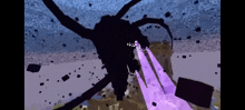 a computer generated image of a monster with purple lights coming out of it 's mouth