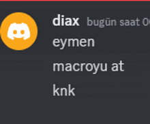 a black background with a yellow circle with the words diax bugun saat eymen macroyu at knk