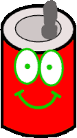 a cartoon illustration of a can with a smiling face .