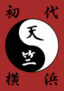 a black and white yin yang symbol with chinese writing on it