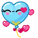 a blue heart shaped balloon with pink hearts on it 's arms