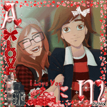 a picture of a boy and a girl with the words i love you