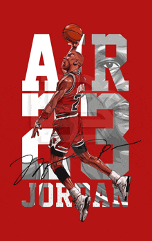 a drawing of michael jordan holding a basketball