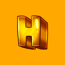 a cartoon illustration of the letter h on a yellow background