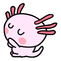 a cartoon illustration of a pink axolotl sleeping on its back .