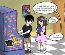 a cartoon of a boy and a girl playing a video game