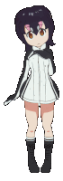 a drawing of a girl wearing a white and black dress