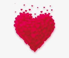 a large red heart made up of smaller hearts on a white background