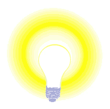 a light bulb is lit up with a yellow glow around it