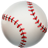 a close up of a baseball with red stitching on a white background