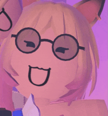 a cartoon character wearing glasses and a cat ear