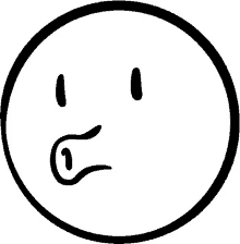 a black and white drawing of a smiley face with a tongue out .