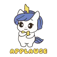 a cartoon illustration of a unicorn with the word applause below it