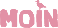 the word moin with a seagull on top of it