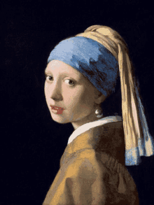 a painting of a girl with a blue headband